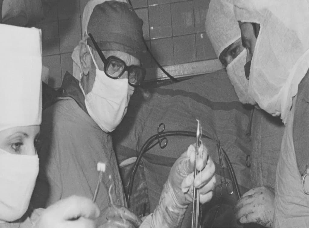 Surgeons during a heart operation