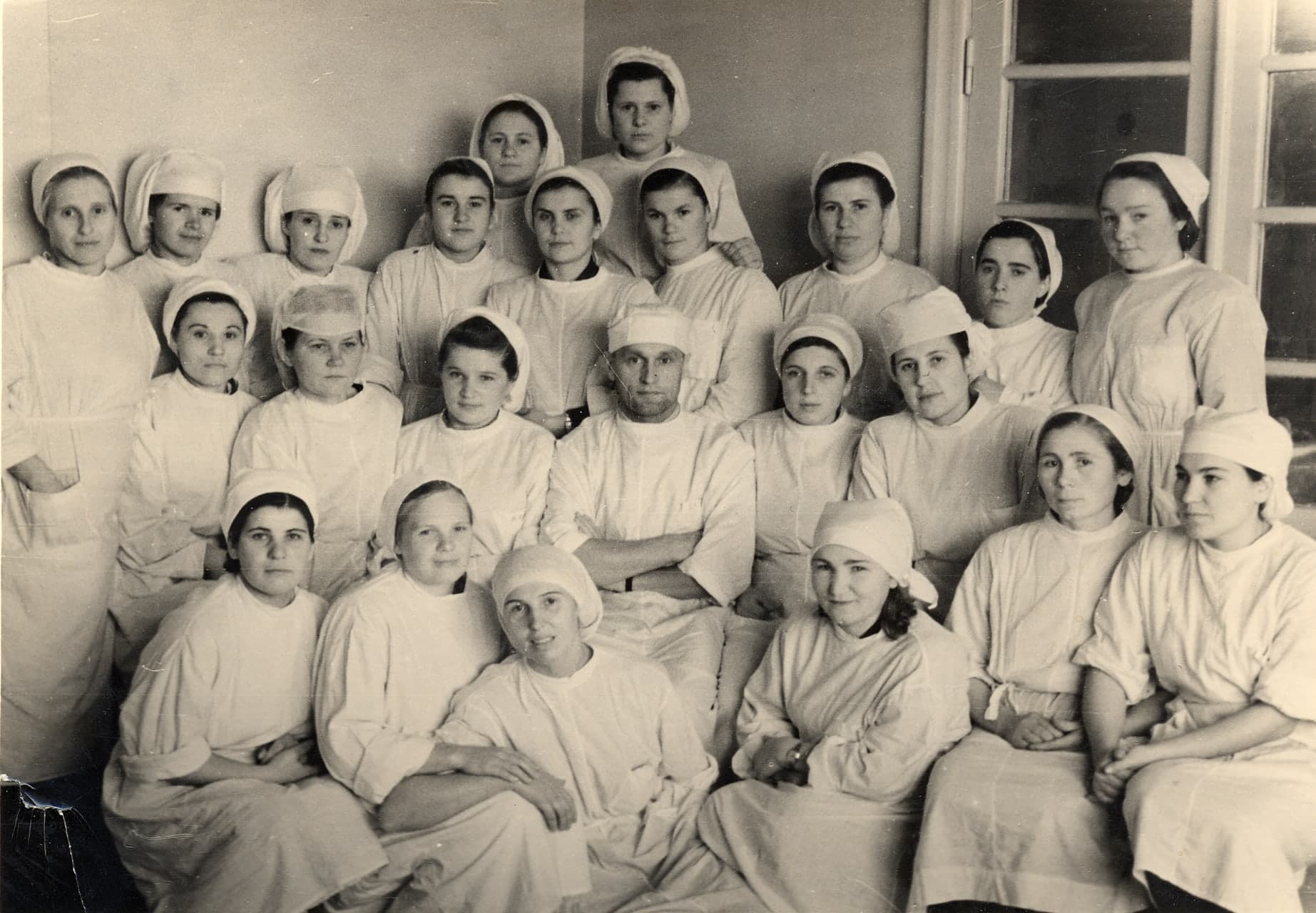 Mykola Amosov with the staff of his clinic