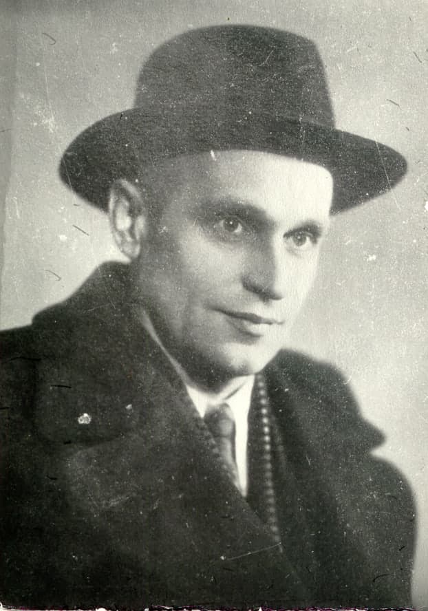 Mykola Amosov in a hat, 1943