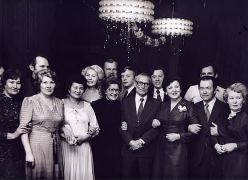 Mykola Amosov with colleagues at a reception