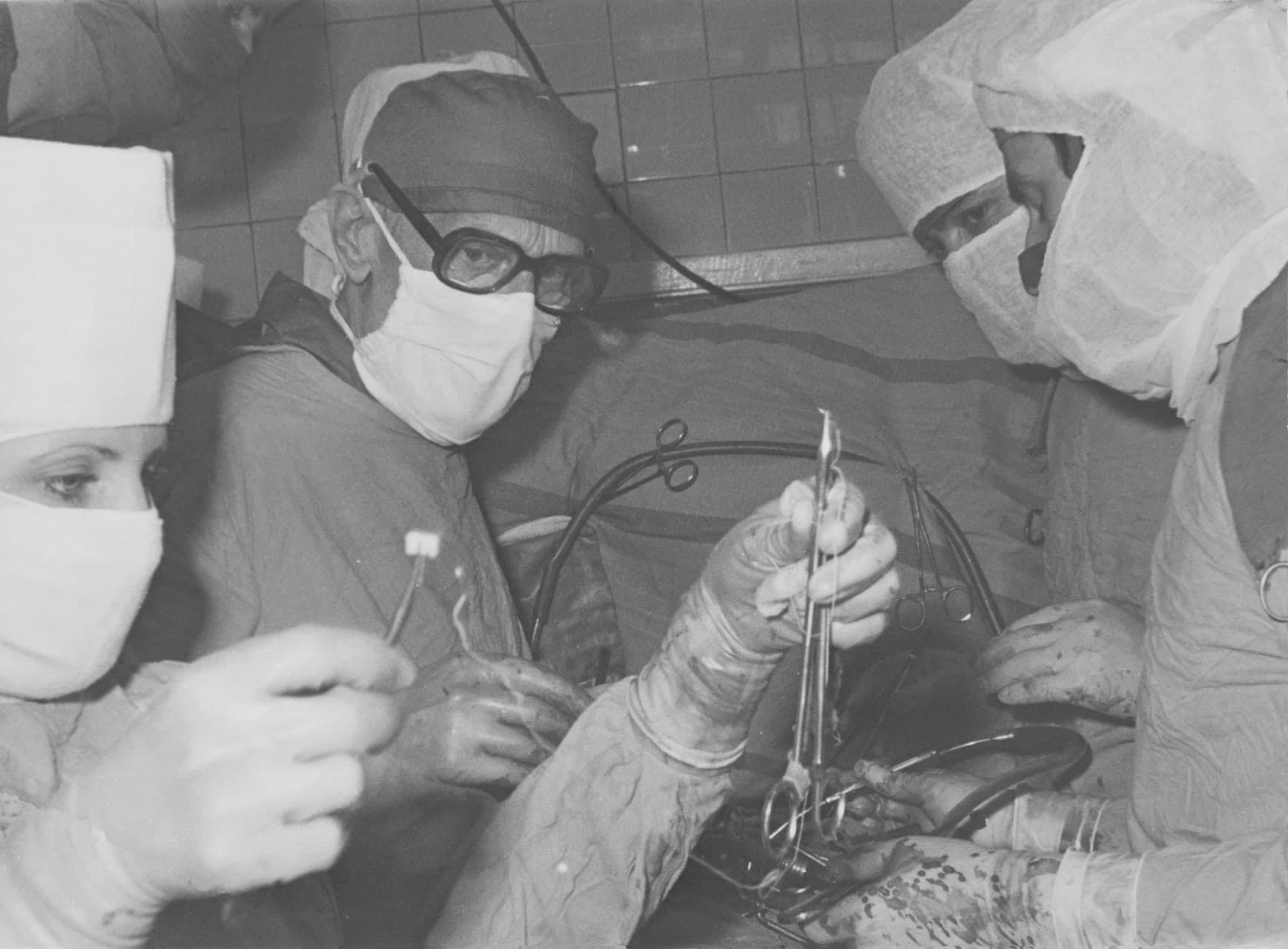 Mykola Amosov during an operation